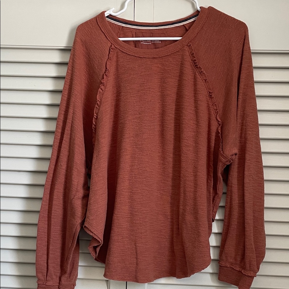 Women's Anthropologie Rust Long Sleeve Top